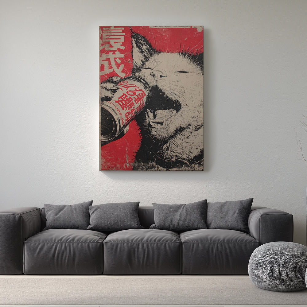 The Rebel Neko Cyberpunk Street Wall Frame