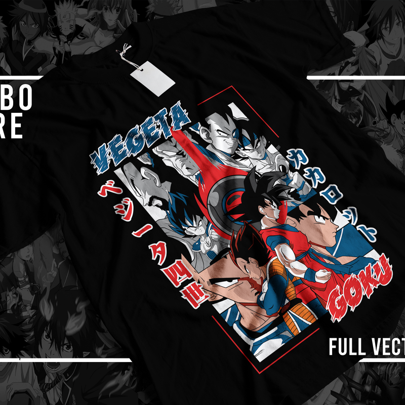 Dragon Ball Z Oversized Anime T-Shirt – Goku / Vegeta Black Streetwear Tee