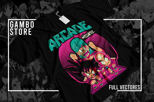 Dragon Ball Arcade Neon Oversized Anime T-Shirt – Retro Streetwear Tee