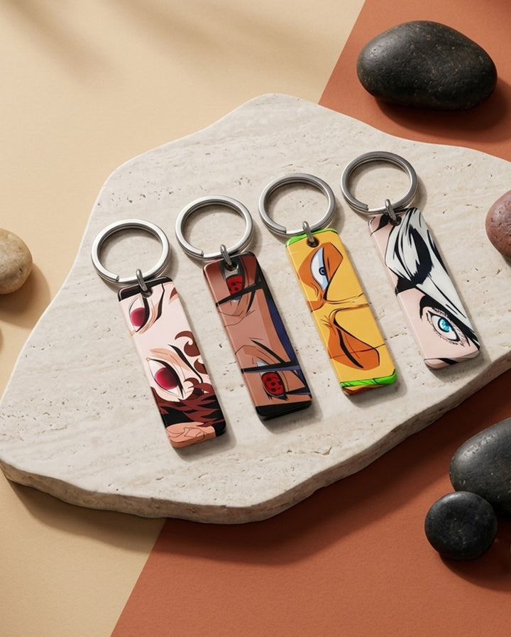 Fan Favourites Keychain Bundle — Gojo + Itachi + Zoro + Yoriichi