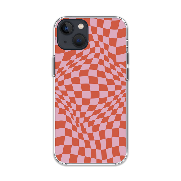 Wavy Pink & Red Checkered iPhone Case