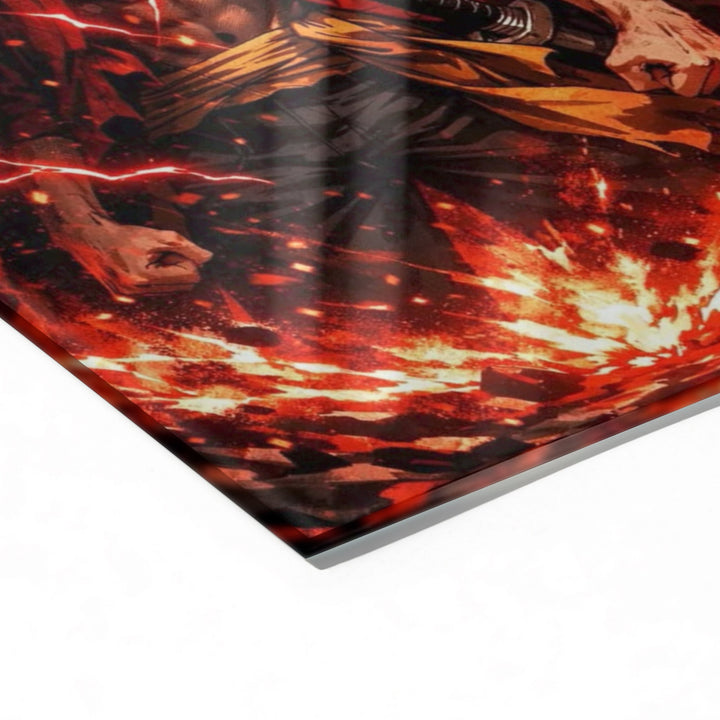 Luffy Straw Hat Captain Red Lightning Acrylic Poster